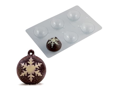 Пластиковые формы для шоколада “Елочный шар со снежинкой” 