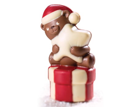 Пластиковые формы для шоколада “Медвежонок Санта Клаус” 