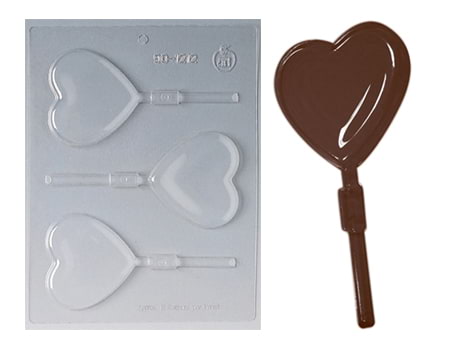 Пластиковая форма для шоколада “Сердце на палочке” 