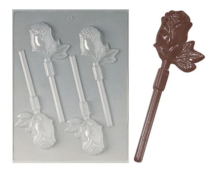 Пластиковая форма для шоколада “Роза на палочке” 