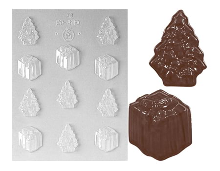 Пластиковая форма для шоколада “Елка с подарком” 