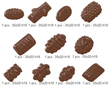 Пластиковая форма для шоколада “Ассорти из шоколадок” 