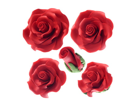 Красные розы из мастики 
